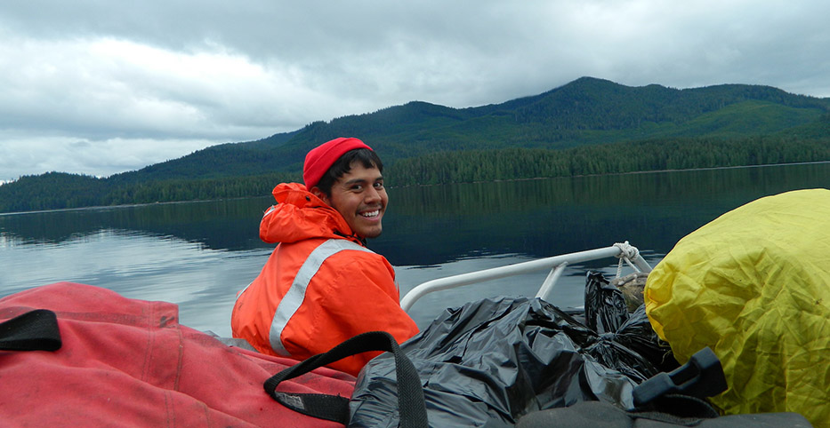 Student in kayak