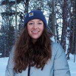 Fulbright fellow Hannah VanBenschoten standing outside in the snow in Sweden